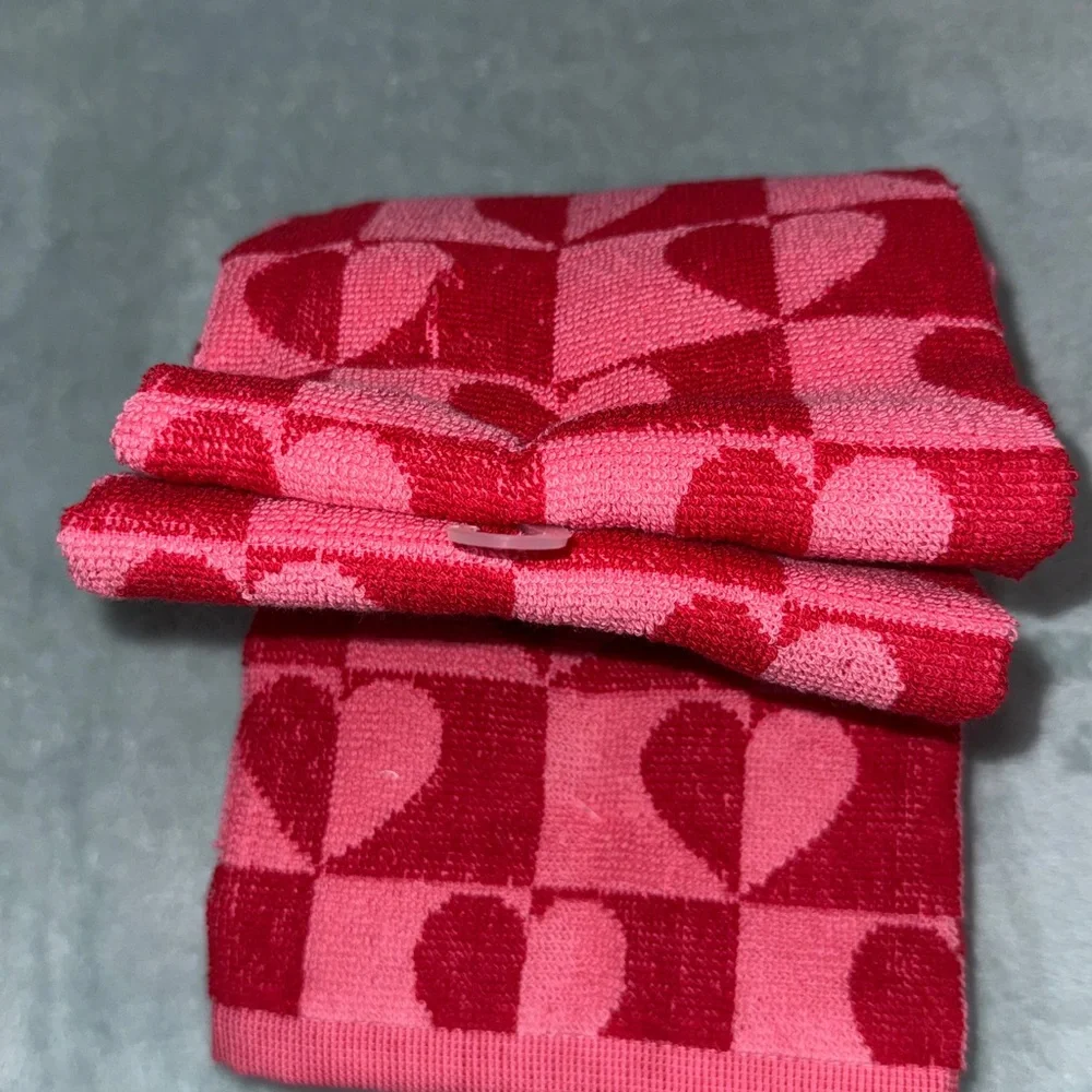 kate spade Pink and Red Heart Kitchen Towels